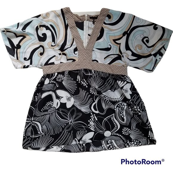 Daisy Fuentes Blouse Baby Doll Style Abstract   PXL - Picture 3 of 15